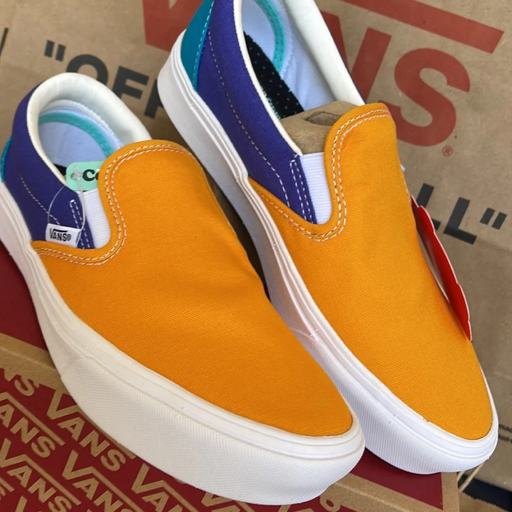 Vans Comfycush Slip-On Multi Block Multi/True White sneakers WMNS - Picture 1 of 16